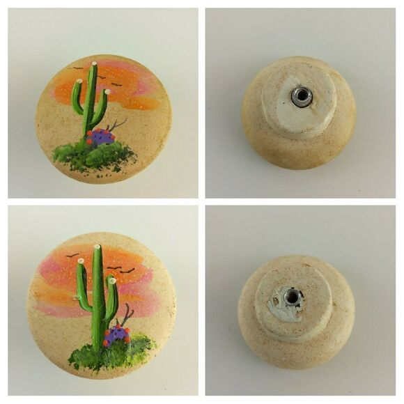 10 Southwestern clay hand-painted cabinet pulls - Picture 6 of 16